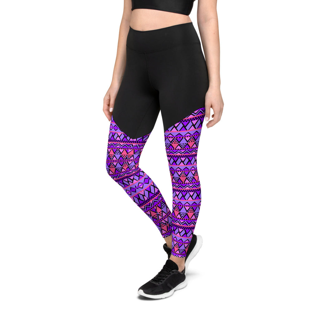 High Waist Sports tights - Black/Patterned - Ladies | H&M IN